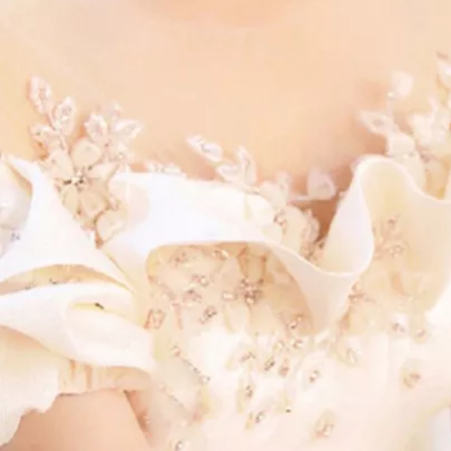 Off Shoulder Flower Detail Satin Ball Wedding Dress