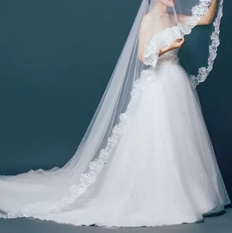 Lace Trim Bridal Veil