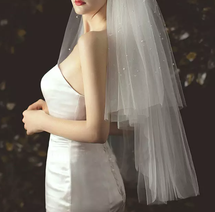 Faux Pearl Bridal Veil