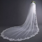 Lace Trim Long Bridal Veil