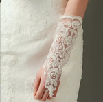 Floral Embroidered Wedding Gloves