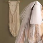 Bow Decor Mesh Net Bridal Veil