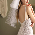 Bow Decor Mesh Net Bridal Veil