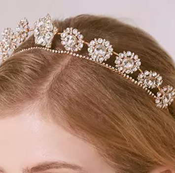 Vintage Flower Rhinestone Wedding Crown