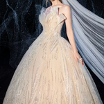 Mesh Net Sequin Detail Wedding Dress