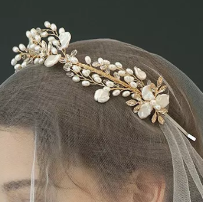 Faux Pearl Wreath Wedding Crown