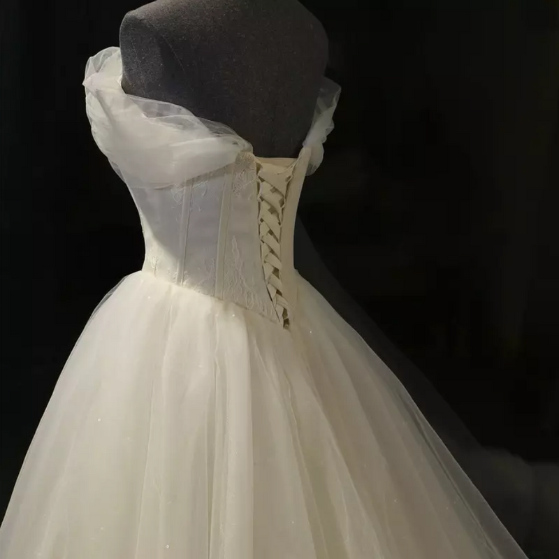 Organza Corset Cathedral Train Wedding Dress