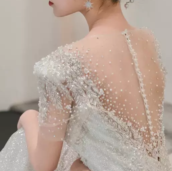 Illusion Sheer Neckline Mermaid Wedding Dress