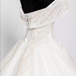 Sweetheart Organza Sequin Cathedral Train Wedding Dress