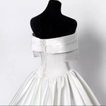 Satin Faux Button Detail Cathedral Train Wedding Dress