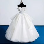 Sweetheart Organza Sequin Detail Cathedral Train Wedding Dress