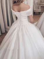 Off Shoulder Beaded Ball Wedding Dress