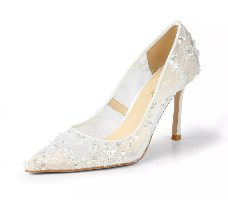 Pump Pointed Toe Mesh Sequin Wedding Shoes
