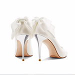 Pump Pointed Toe Leather Ribbon Wedding Shoes
