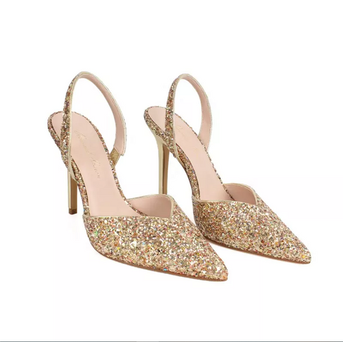 Pump Pointed Toe Glitter Strap Wedding Shoes