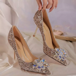 Stiletto Pointed Toe Glitter Rhinestone Wedding Shoes