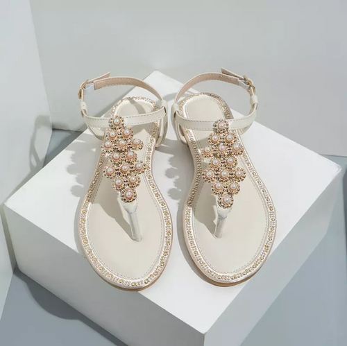 Pearl Rhinestone Flat Bridal Shoes