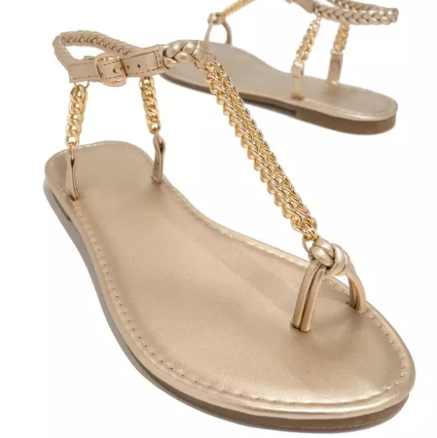 One Toe Chain Flat Bridal Shoes