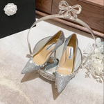 Pump Pointed Toe Glitter Faux Pearl Wedding Shoes