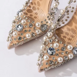 Pump Pointed Toe Pearl Beaded Clear Wedding Shoes