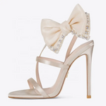 Stiletto Ribbon Pearl Strap Wedding Shoes