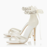 Stiletto Satin Ribbon Pearl Strap Wedding Shoes