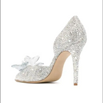 Pump Open Toe Crystal Rhinestone Wedding Shoes