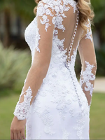 Lace Embroidery Long Sleeve Mesh Sweetheart Wedding Dress