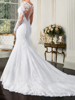 Lace Embroidery Long Sleeve Mesh Sweetheart Wedding Dress