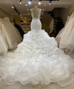 Sweetheart Ruffle Beaded Lace Mermaid Wedding Dress